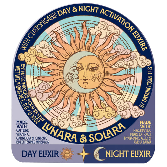 Lunara Hydrogel Eye Mask, 28 Pairs Under Eye Patches for Puffy Eyes Dark Circles Wrinkles with Caffeine, Vitamin C, Niacinamide, Pearl+ Day & Night Activation Elixirs Eye Serum (2×3ml)