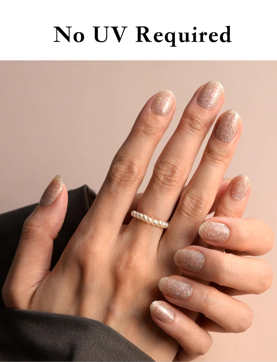 Nail Polish Strips, 44PCS Salon Quality Wraps with Top Coat, Long Lasting Gel Nail Stickers for Women Easy Apply& Remove (Glistening Waves Gold)