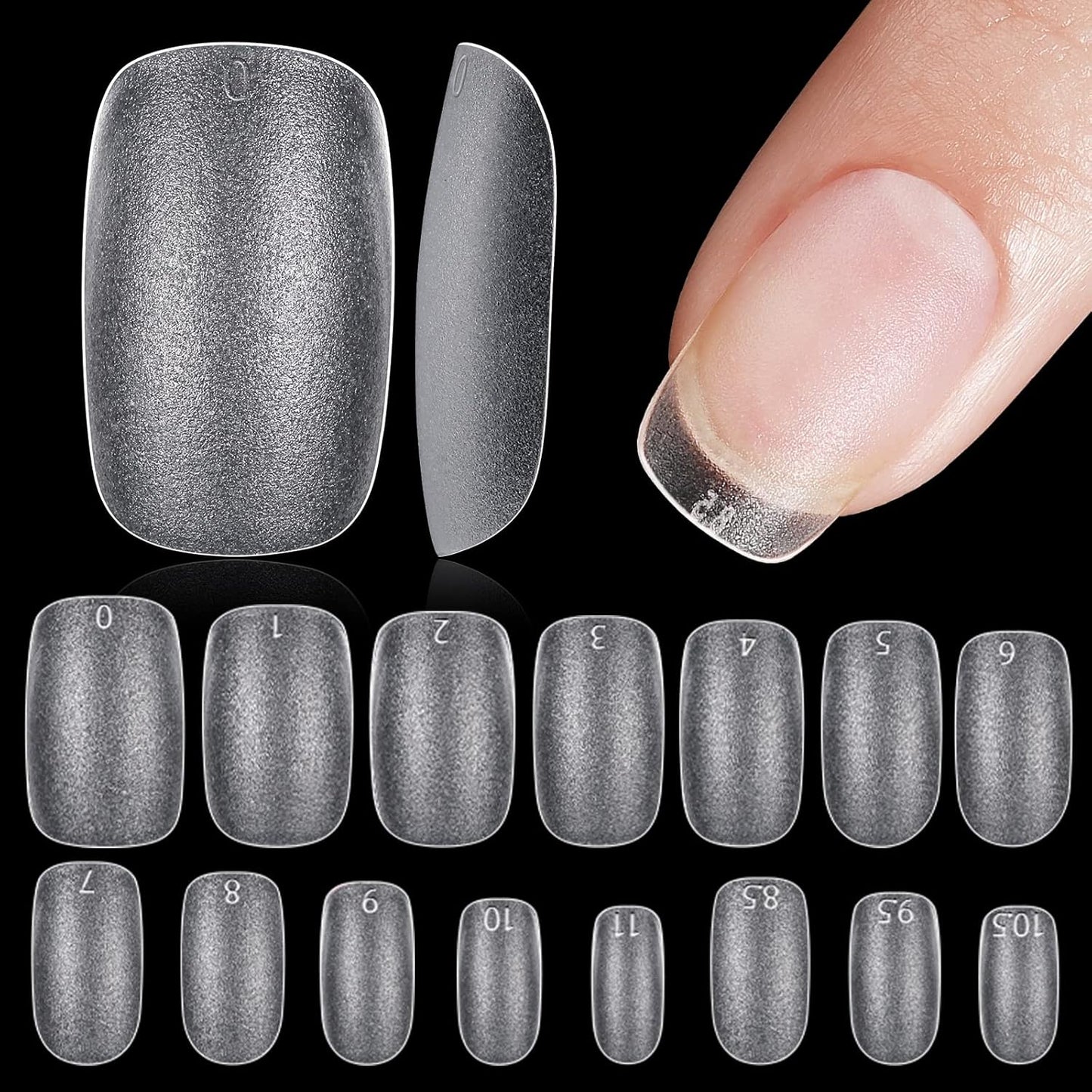 TOMICCA Short Oval Nail Tips, 240Pcs 15Sizes Double Sided Matte Nail Tips for Manicure, Acrylic Full Cover Fake False Press on Nails for Home DIY Art