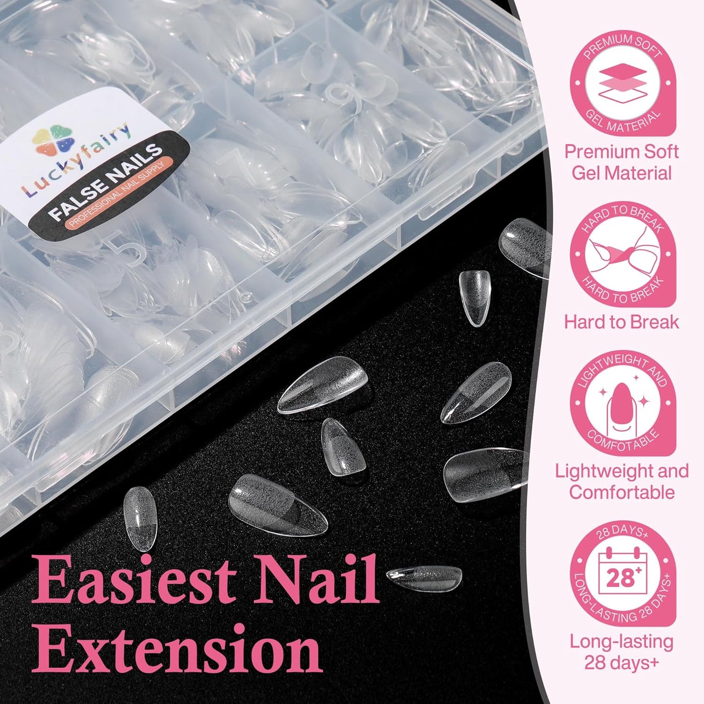 Almond Nail Tips: 504pcs Medium Almond Gel Nail Tips, Pre-shape Half Matte Short Nails Full Cover Clear Press On Acrylic Fake Nails for Nail Extension Nail Art 12 Sizes