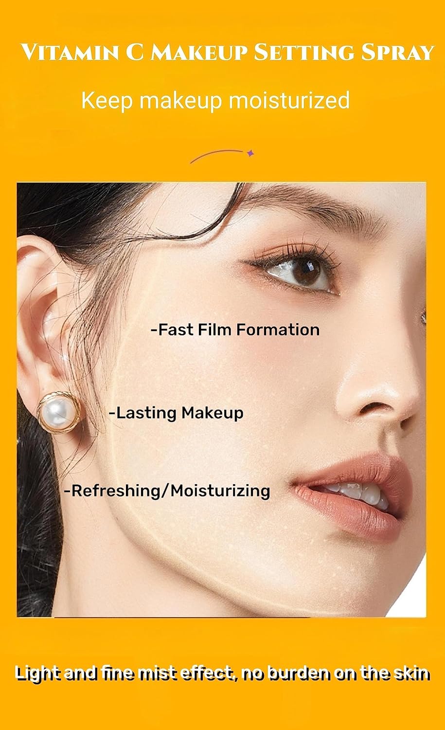 Vitamin C Makeup Setting Spray + Primer Long-Lasting Waterproof Sweatproof Keep Your Makeup Fresh and Moisturized,Lightweight Matte Finish Face Mists Oil Control 100ml