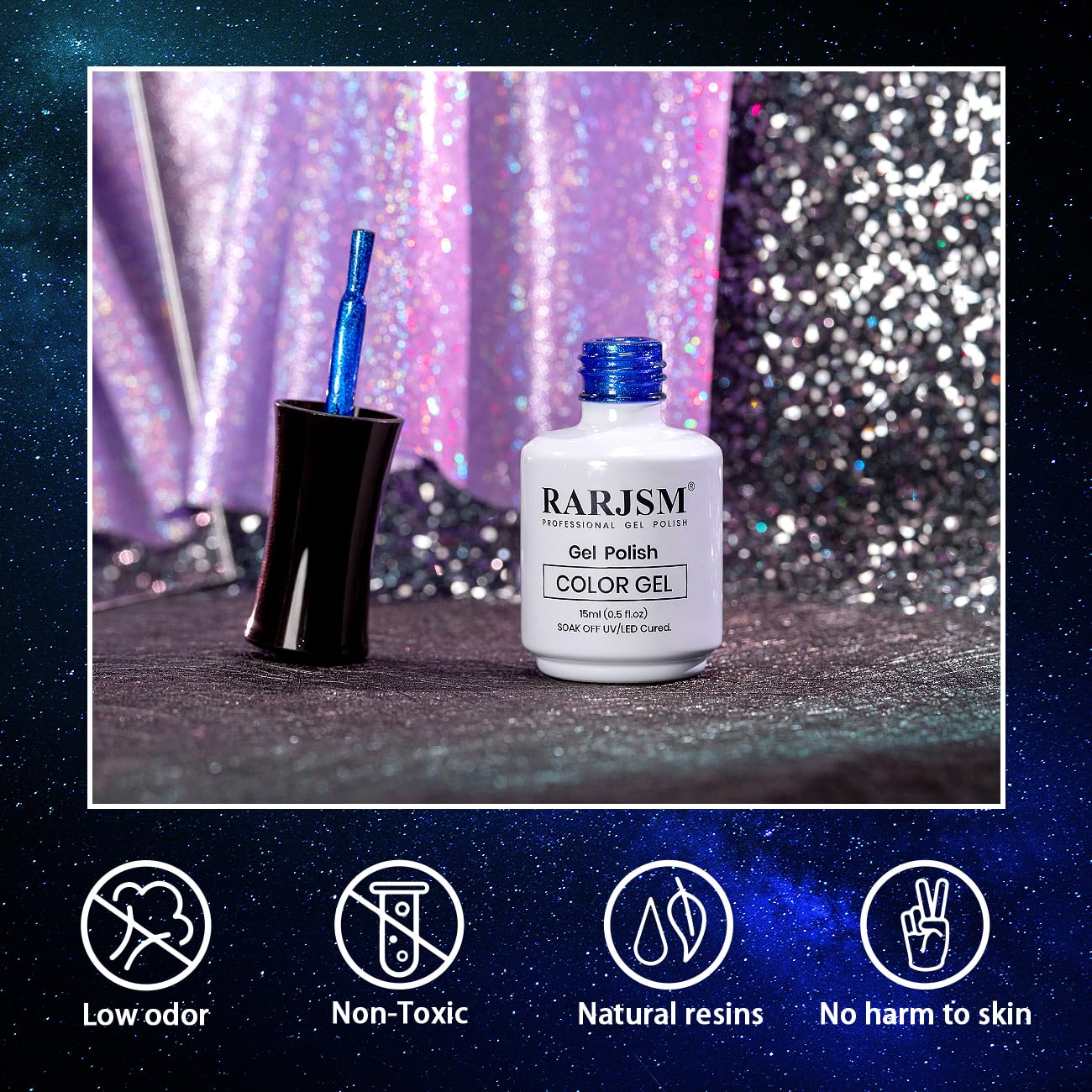 RARJSM Magnetic Cat Eye Gel Nail Polish Blue Silver Glitter 15ml 9D Cateye Galaxy Universal Shimmer Velvet Ice Gel Polish Single Bottle with Magnet Stick UV LED Curing Require Soak Off Home Salon
