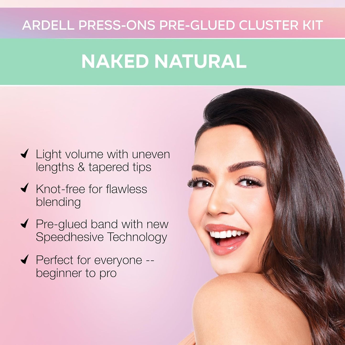 Ardell Press On Lashes Naked Natural – Pre Glued Lash Clusters for All-Day Wear, No Glue Needed, 60 Clusters