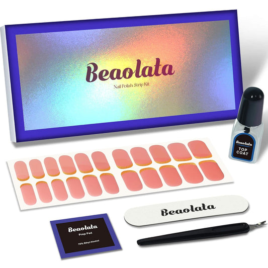 Nail Polish Strips, 44PCS Salon Quality Wraps with Top Coat, Long Lasting Gel Nail Stickers for Women Easy Apply& Remove (Pink Clover Lawn) | alldaygood beauty