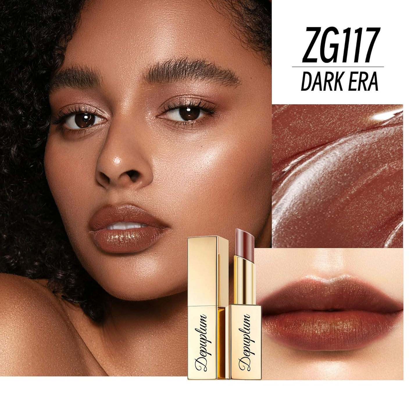 Brown Lipstick Moisturizing for Women Shimmer Tinted Lip Balm Hydrating Nourishing Chocolate Lip Gloss Vegan& Cruelty Free Lip Makeup, ZG117 Dark Era