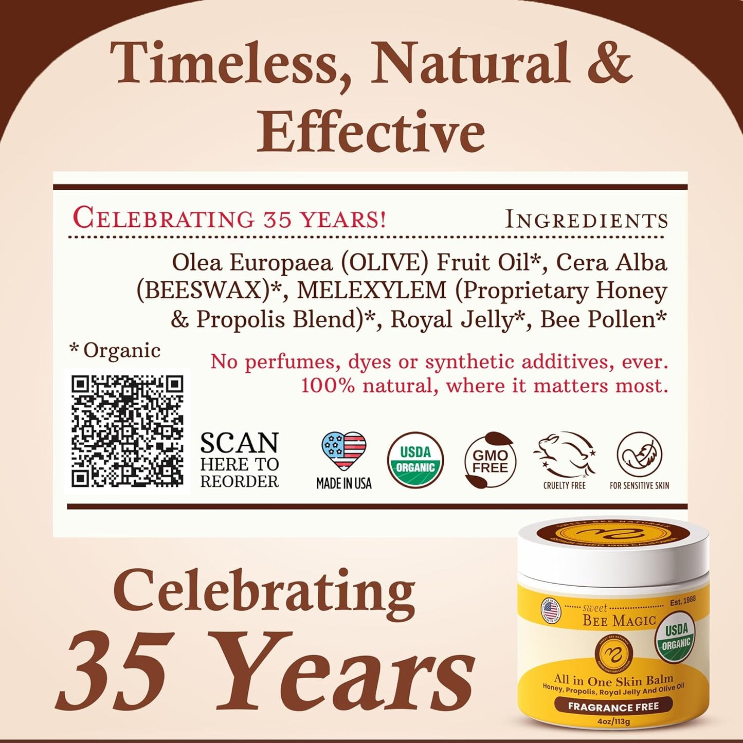 Sweet Bee Naturals - Sweet Bee Magic, All In One Healing Organic Balm. Organic Skin Aid, Small Batch Crafted in USA, Certified Organic, All Natural Skin Aid- 2 Ounce Jar