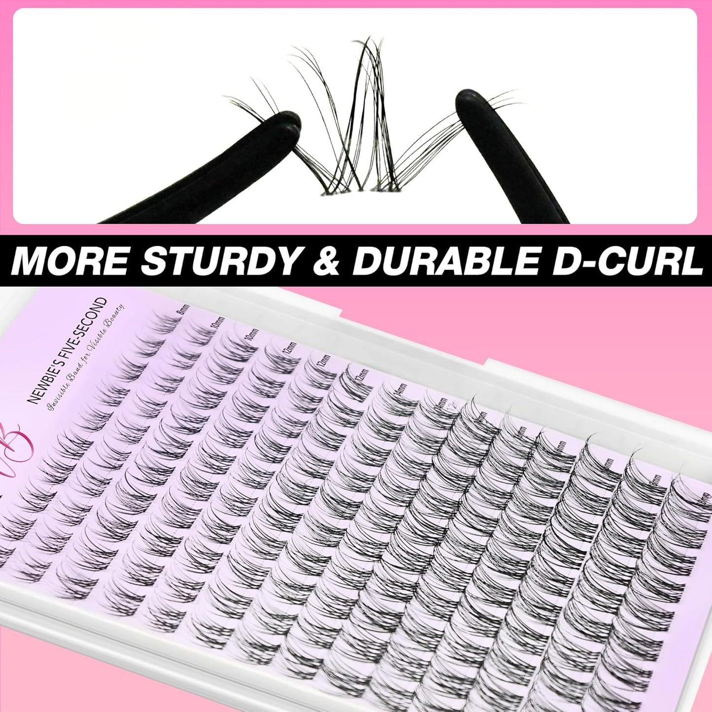 VEYESBEAUTY Lash Clusters Individual Eyelash Extensions Thin & Invisible Band DIY False Eyelashes for Self-application Newbie's Five-Second Series Wispy Lash Tray, Aliva 8-16mm Mixed Length