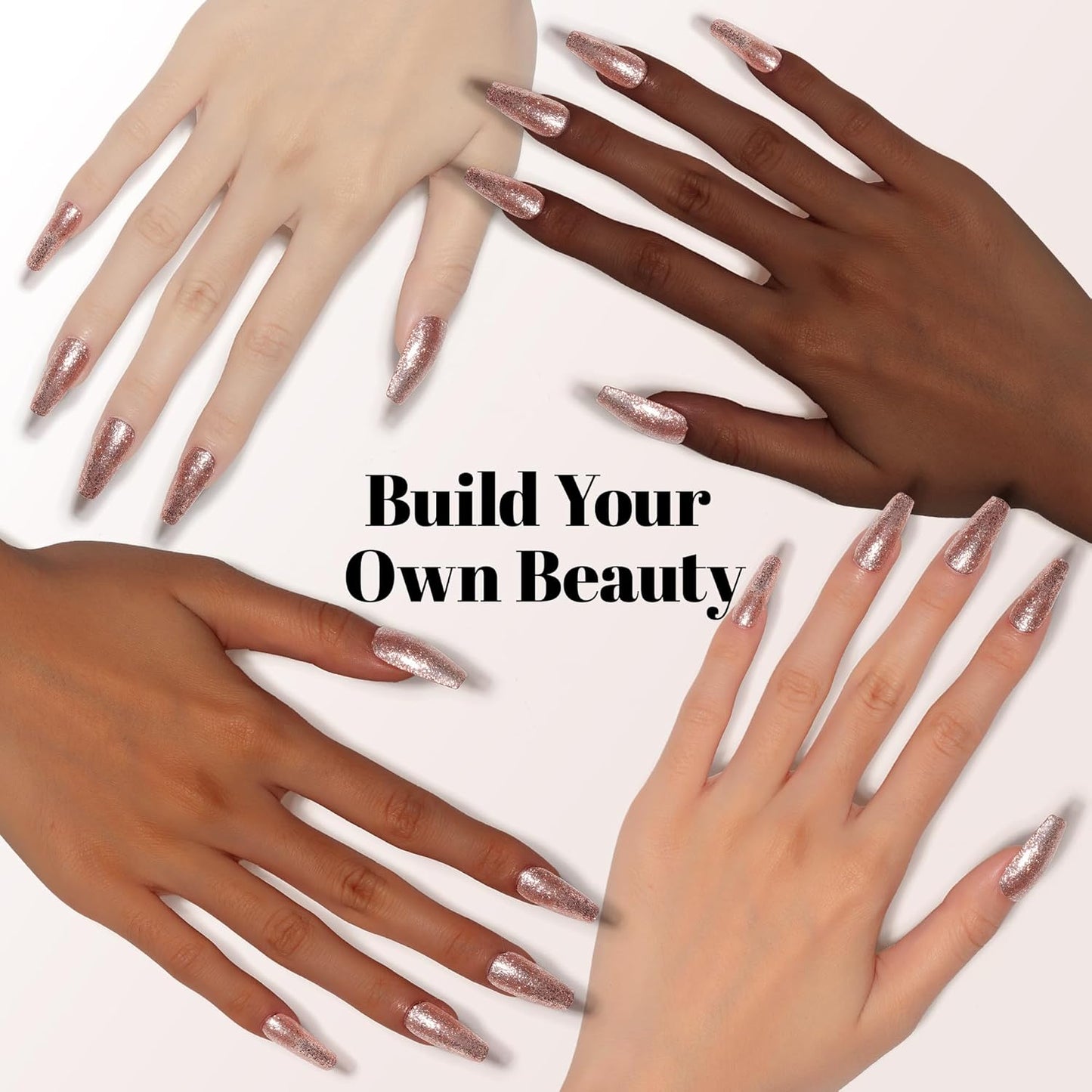 YTD Likomey Gel Nail Polish,15ml Rose Gold Glitter Nails Gel,Fall Winter Shiny Sparkly Salon Home Pink Shimmer Flakes Manicure UV Color Varnish,SF439