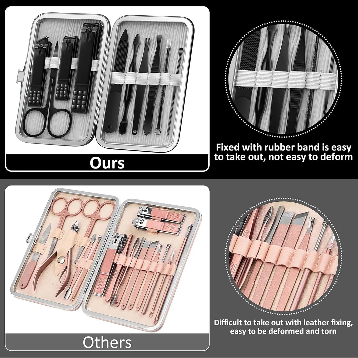 BLESWIN 10 in 1 Manicure Set, Professional Manicure Pedicure Kit for Women, Nail clipper Set for Men, Nail Care Kit with Leather Travel Case, Travel Nail Kit for Friends Parents Gift (Black)