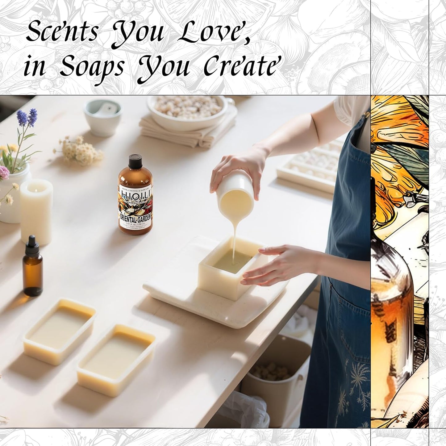 HIQILI Oriental Garden Fragrance Oil for Candle & Soap Making, Inspired by H.er-mes Le-Jrn deMonsr-Li, Luxury Hotel Scents for Essential Oil Diffuser, Aromatherapy - 5.07 Fl Oz