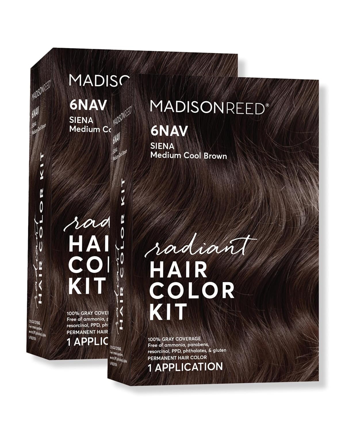 Madison Reed Radiant Hair Color Kit | 6NAV Medium Cool Brown (Siena Brown) for 100% Gray Hair Coverage | Dimensional Salon-Quality Permanent Hair Dye | PPD-Free & Ammonia-Free | 2 Pack