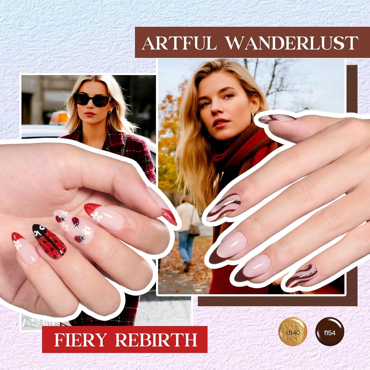 Beetles 50 Colors Gel Liner Nail Polish Set French Tip Nail Art Polish Glitter Brown Purple Blue Gel Nails Polish White Pink Swirl Nails Art Painted Cat Eye Build in Thin Brush Manicure Gift for Women