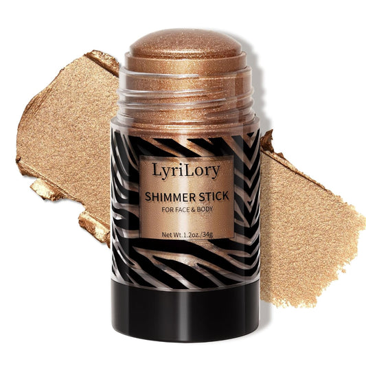 Highlighter Stick, Multi-Use Shimmer Makeup, Creamy Highlighter Makeup Stick with Hydrating Coconut Oil, Easy Blend for a Bronzy Radiant Glow, For Face & Body | 1.2oz | Copper Shimmer | alldaygood beauty