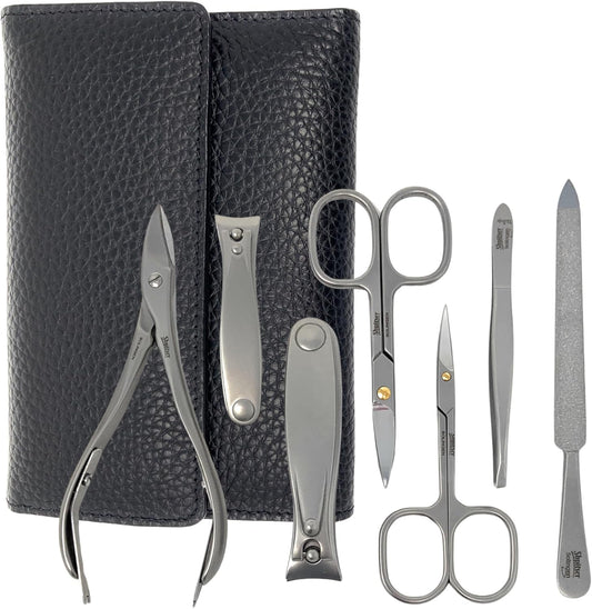 SHPITSER Professional 7pc TopInox Surgical Stainless Steel Tools Manicure Pedicure Set in Genuine Durable Leather Case Handmade in Solingen Germany for Nail and Cuticle Care | alldaygood beauty