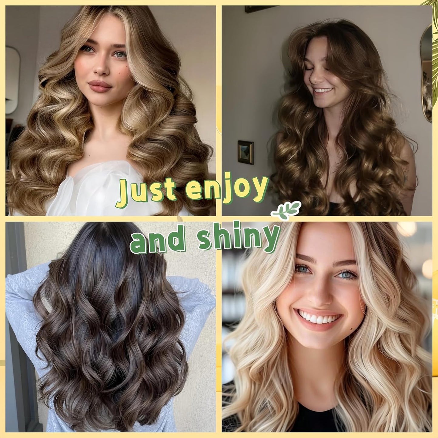 Serenade Textured Satin Heatless Curls Overnight, Heatless Hair Curler Curling Set for Women and Girls to Sleep in, with 2 Satin Scrunchies and 1 Clip for Overnight Curls, Green