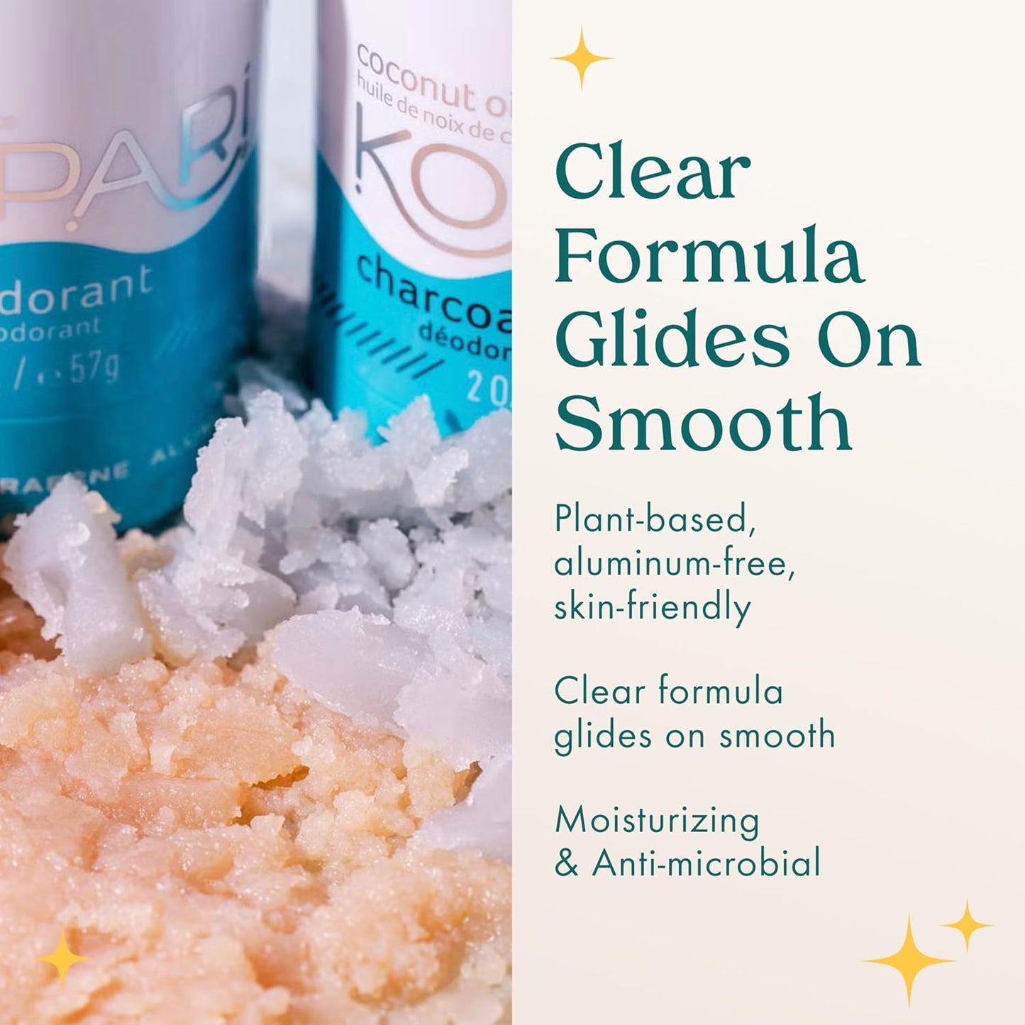 Kopari Aluminum Free Coconut Deodorant, Non Toxic & Clean Plant-Based, No Aluminum, Parabens or Baking Soda, Long Lasting Protection, Beach 2 Pack
