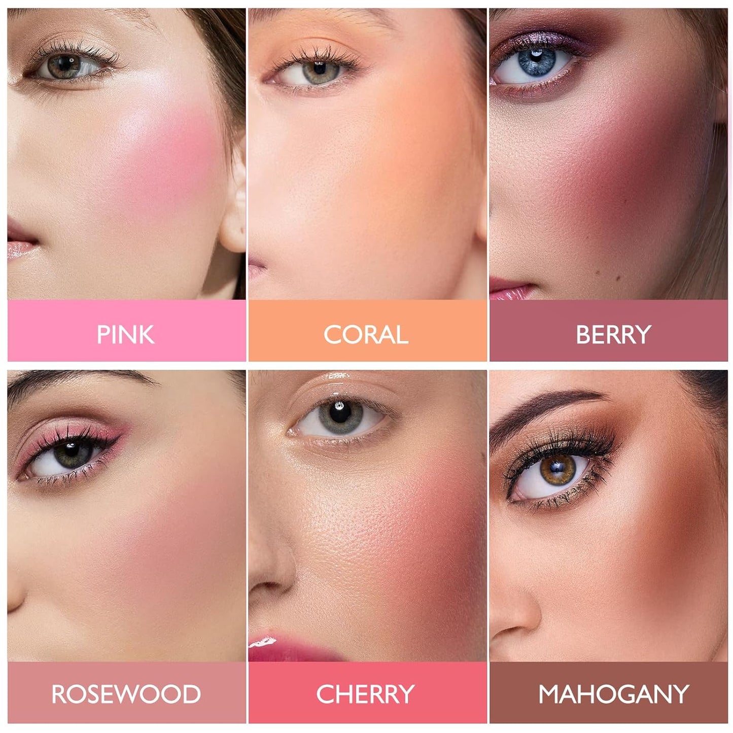 KYDA Powder Blush, Radiant Glow Face Blusher, Blendable Formula, Lasting Moisturizing, Ultra Fine Lightweight Texture, Mahogany