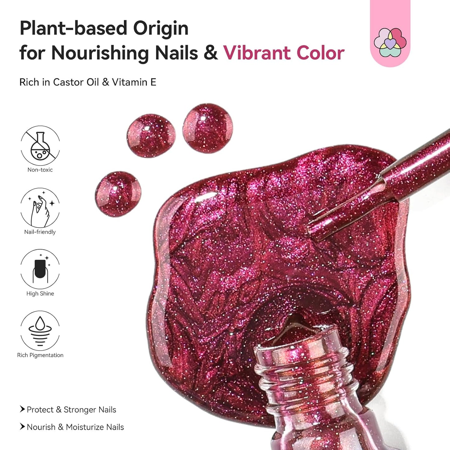 SAVILAND Color Artistry Chameleon Nail Polish - 7 Days Shimmer Dark Purple to Gold Color Shift Fast Dry Fingernail Polish, Metallic Sparkly Shiny Nail Lacquer Nail Art Salon Home