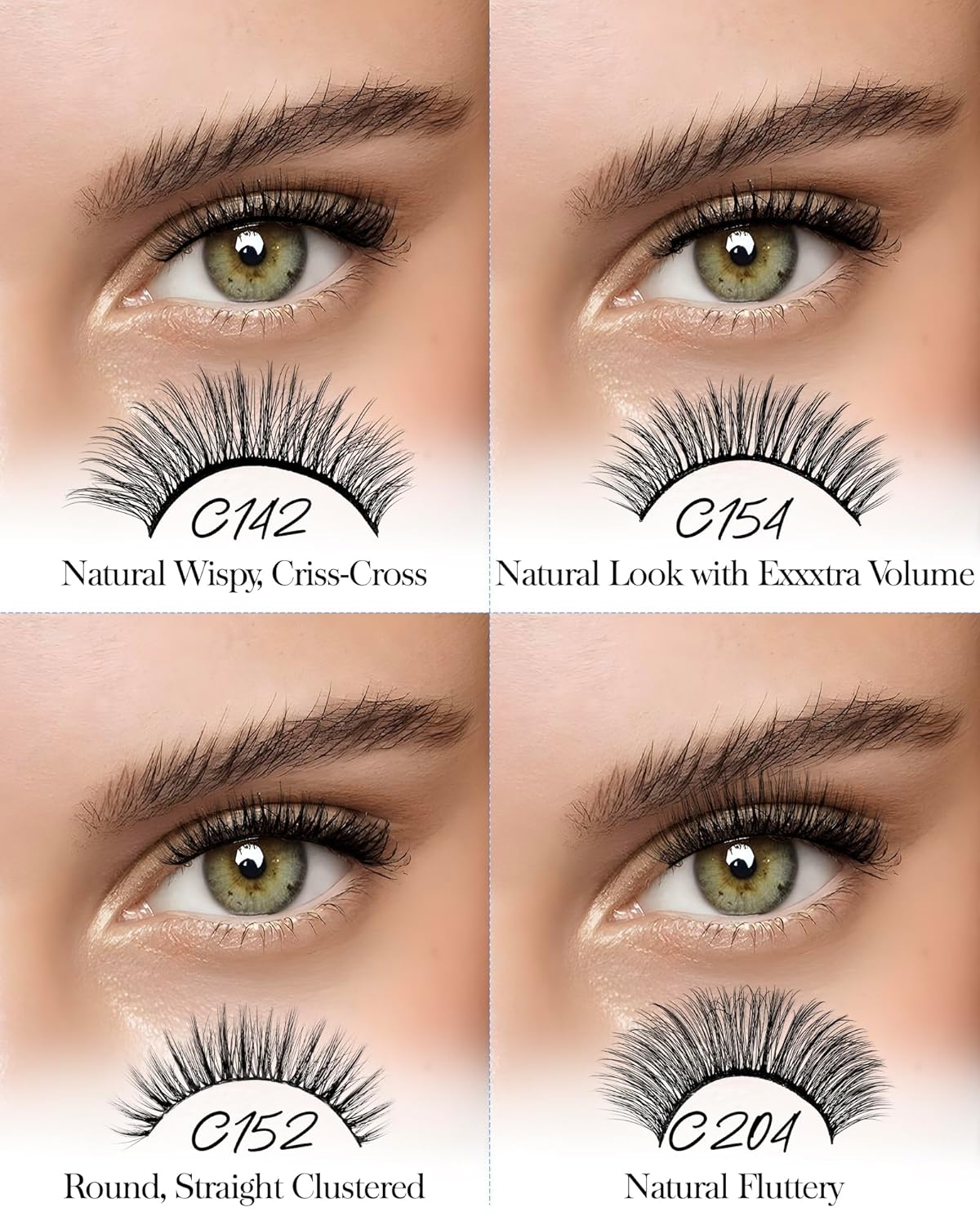 BEYELIAN False Eyelashes Natural Look 20 Pairs Strip Lashes, Wispy Lash Pack Soft 3D Volume Faux Mink Lashes That Look Like Extensions C-MIX-1