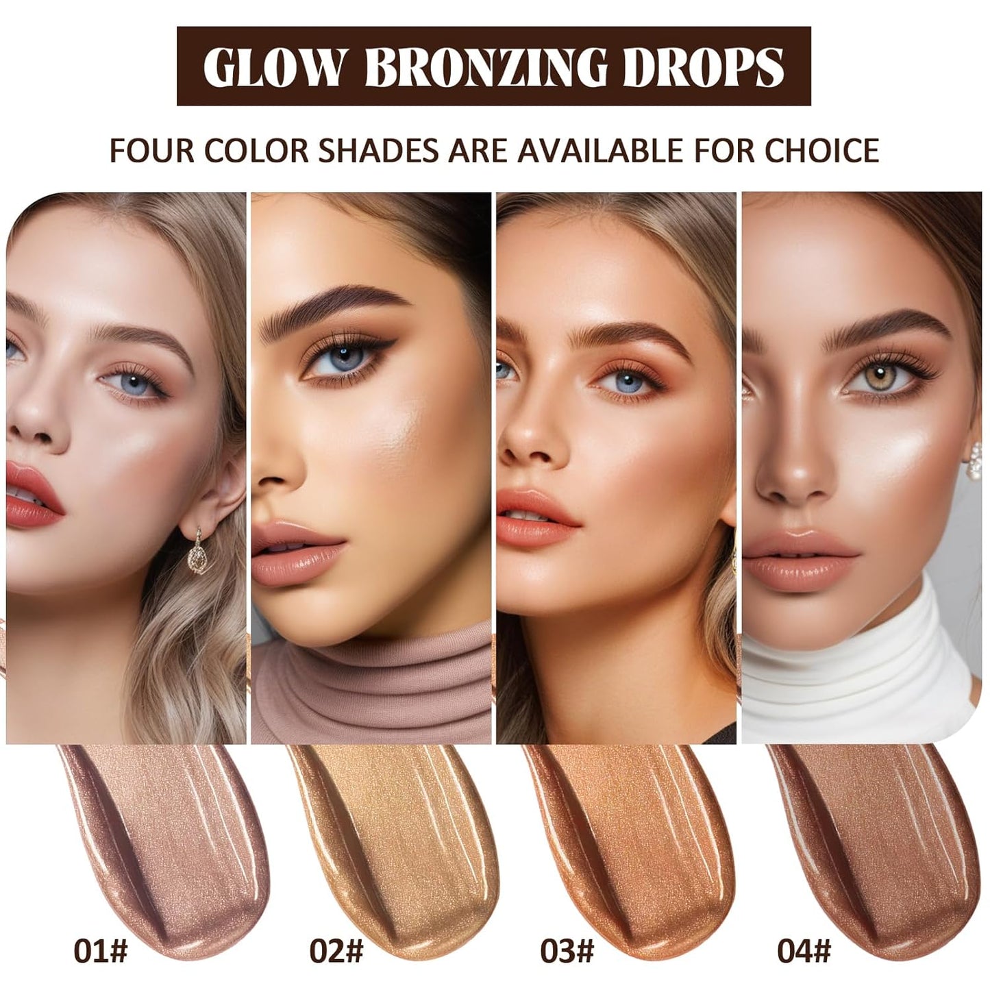 Instant Bronzing Drops, Face and Body Bronzer, Cream Liquid Bronzer Drops for Instant Tan, Bronze Drops, Blendable Lightweight Texture Bronzing Drops for Face - 03
