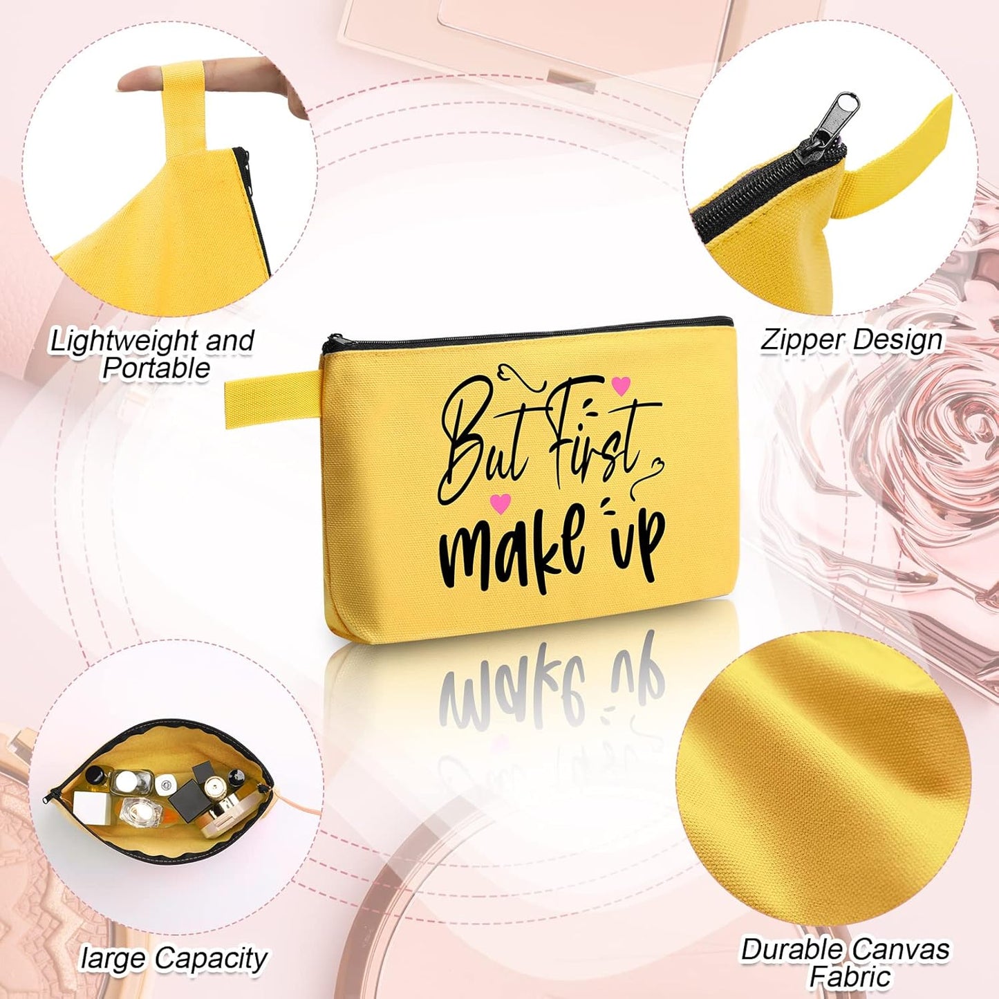 Reginary 60 Pieces Canvas Makeup Bags Bulk Cute Travel Cosmetic Pouch Multipurpose Blank Small Toiletry Bag DIY with Zipper for Women Teens Operation Christmas Gifts Items, 15 Colors(7.5 x 5 x 2 Inch)