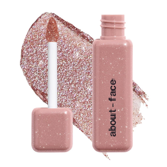 about-face Fractal Glitter Eye Paint Smolder – Smudge-Proof, Long-Lasting Liquid Eyeshadow – Intense Sparkle with Mousse Texture – Vegan, Cruelty-Free – 0.13oz (Shimmering Mauve) | alldaygood beauty