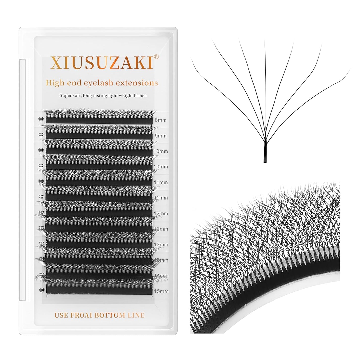 W Lash Extensions 7D Eyelash Extensions W Shape 0.07mm Thickness D Curl Mix 8-15mm Premade Fans Individual Lashes Volume Matte Black 12 Rows Crisscross False Eyelashes(W-7D-0.07-D,8-15mm)
