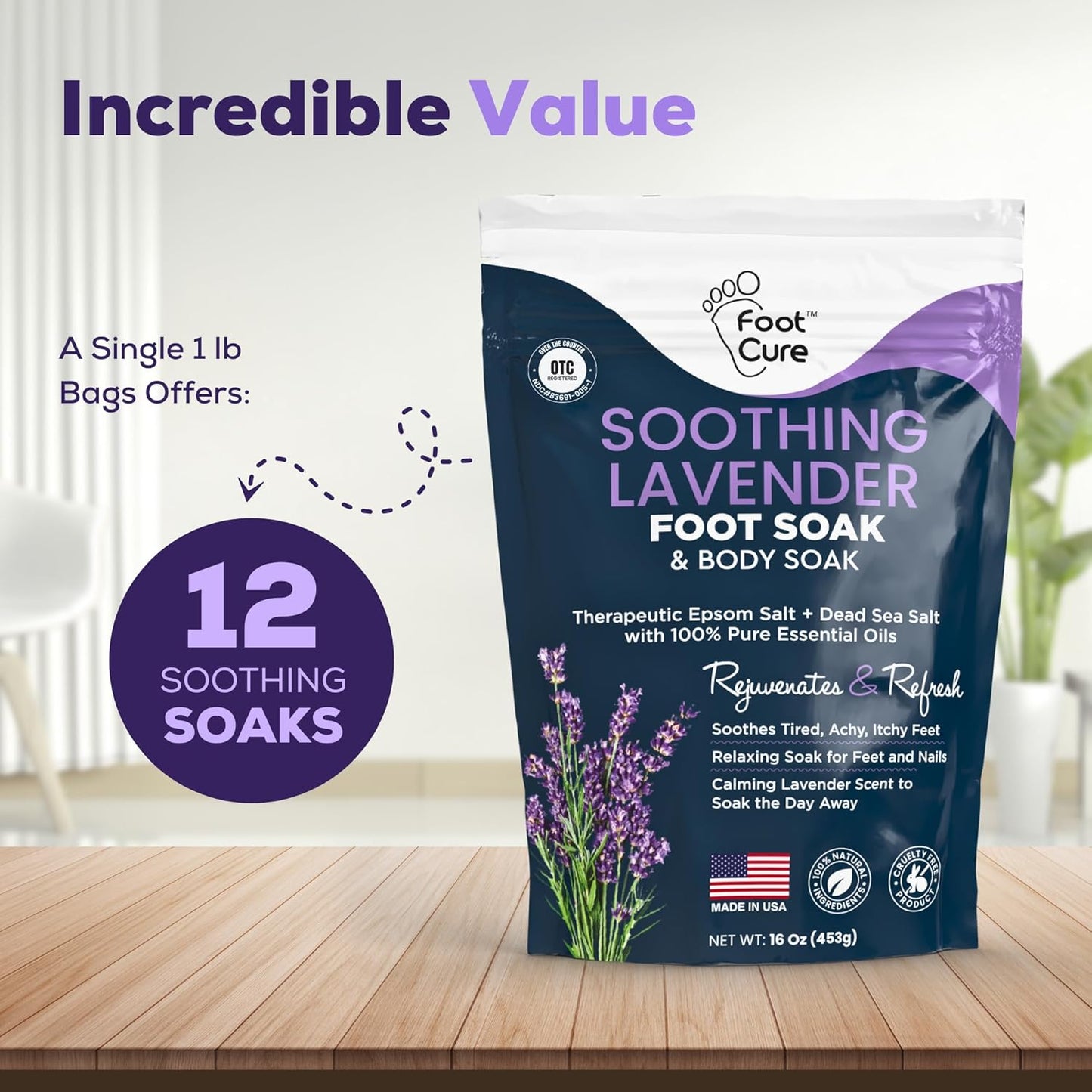 Soothing Lavender Foot Spa with Epsom Salt Bath Soak – Pedicure Foot Soak Tub & Feet Massager Spa – Relaxing Scrubber & Dead Skin Remover – Ionic Foot Bath Detox for Feet Care & Soaking