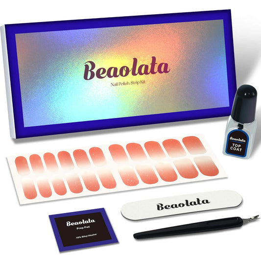 Nail Polish Strips, 44PCS Salon Quality Wraps with Top Coat, Long Lasting Gel Nail Stickers for Women Easy Apply& Remove (Red Chipotle Pink) | alldaygood beauty