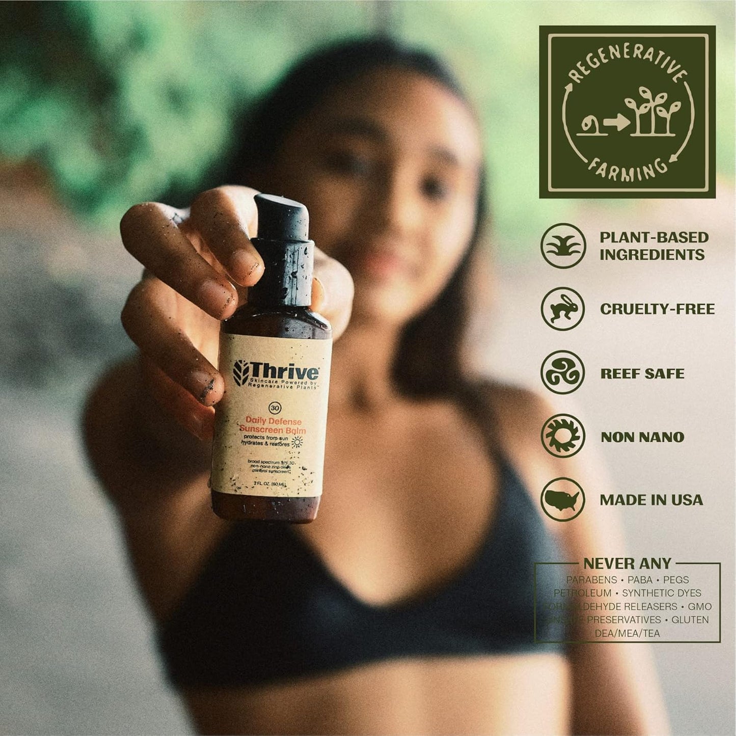 Thrive Natural Care Moisturizing Mineral Face Sunscreen SPF 30, 2 Ounces, Lightweight Moisturizer Broad-Spectrum Natural Face Sunblock with Clear Zinc Oxide & Antioxidants, Vegan Non Greasy, Pack of 3