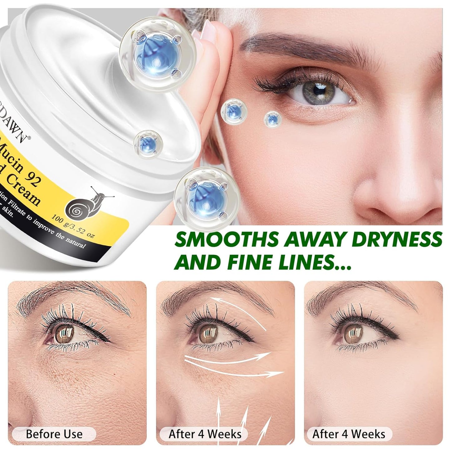 Snail Mucin 92% Repair Cream 100g, Face Moisturizer Hydrating Repair Face Cream for Dry & Sensitive Skin, All Skin Types