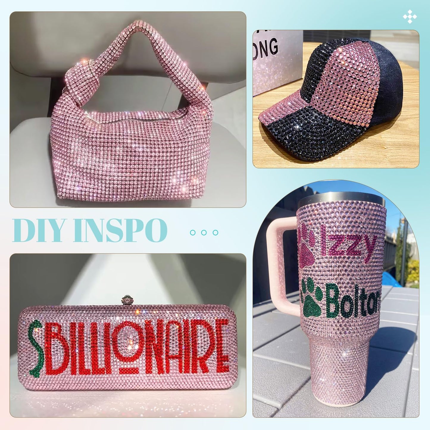 6100Pcs Resin Rhinestones for Crafting with 2Pcs 10ml B7000 Jewelry Glue, 1 Box Flatback Crystals Diamond (Light Pink) for Bedazzling Crafts DIY Nail Art Non Hotfix Gems for Clothing Shoes