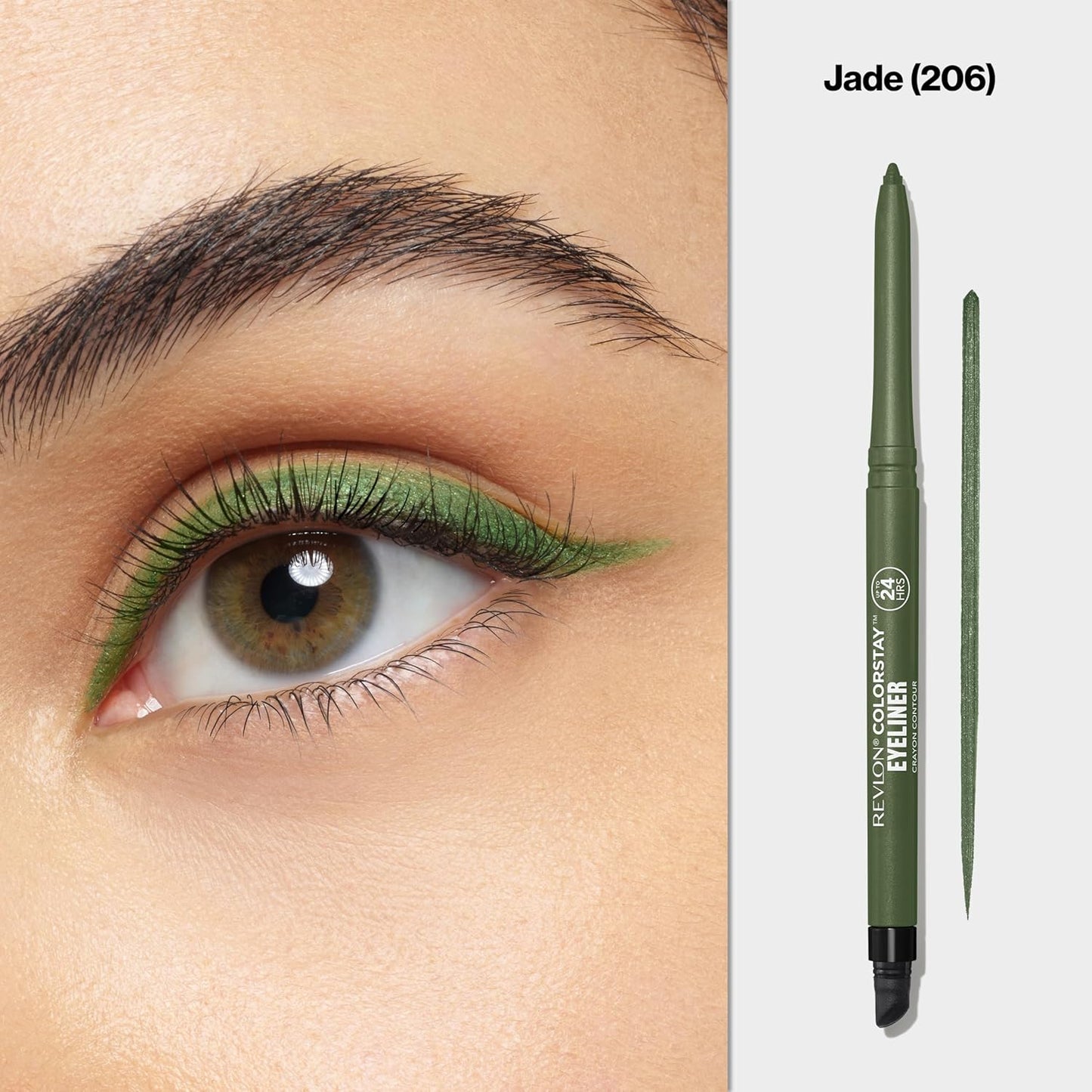 Revlon ColorStay Pencil Waterproof Eyeliner, Smudge-Proof, Eye Makeup with Built-In Sharpener, 206 Jade, 0.01 oz