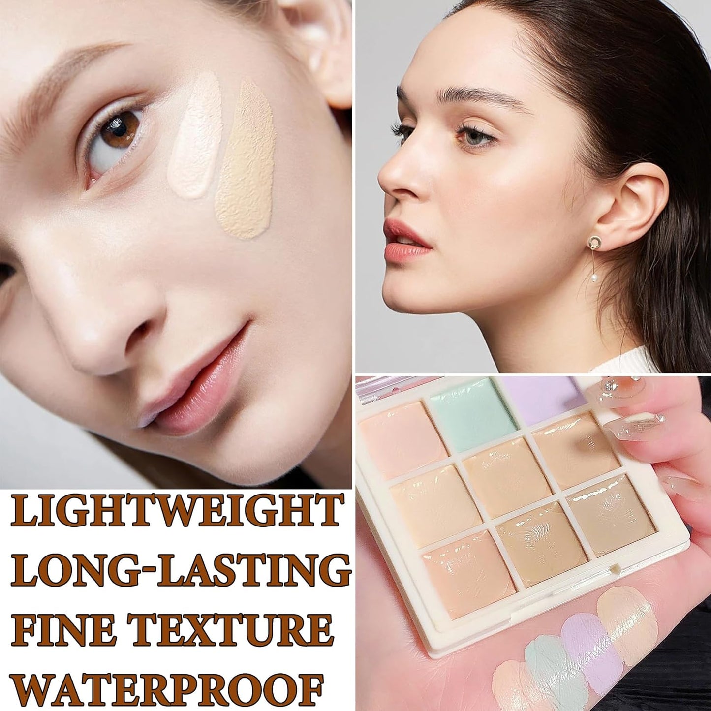 9 Colors Correcting Concealer Contour Palette,Concealer Cream Contour Makeup Palette,Contouring Foundation Highlighting Makeup Kit with Brush