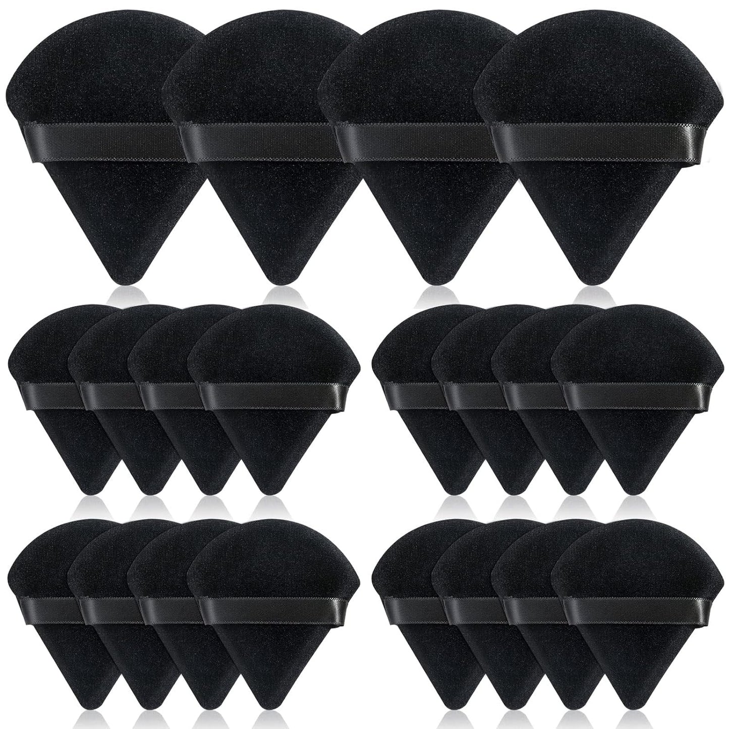 Thrilez 20pcs Triangle Powder Puff, Loose Powder Puffs Makeup Puff for Face Powder, Setting Powder Puff for Make Up, Face Puff Pads for Press Powder, Sponge Powder Applicator for Face and Eye (Black)