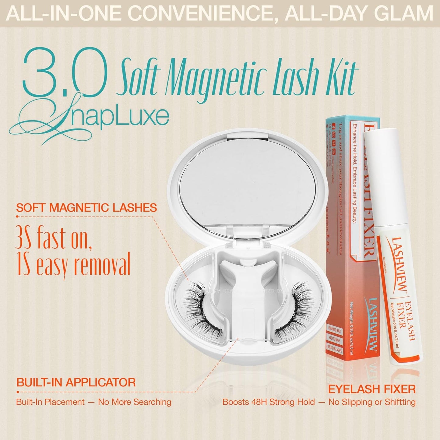 LASHVIEW Upgrade Magnetic Eyelashes with Applicator Soft Magnetic Eyelashes Natural Look Reusable No Glue Needed Easy to Wear and Remove (YT01)