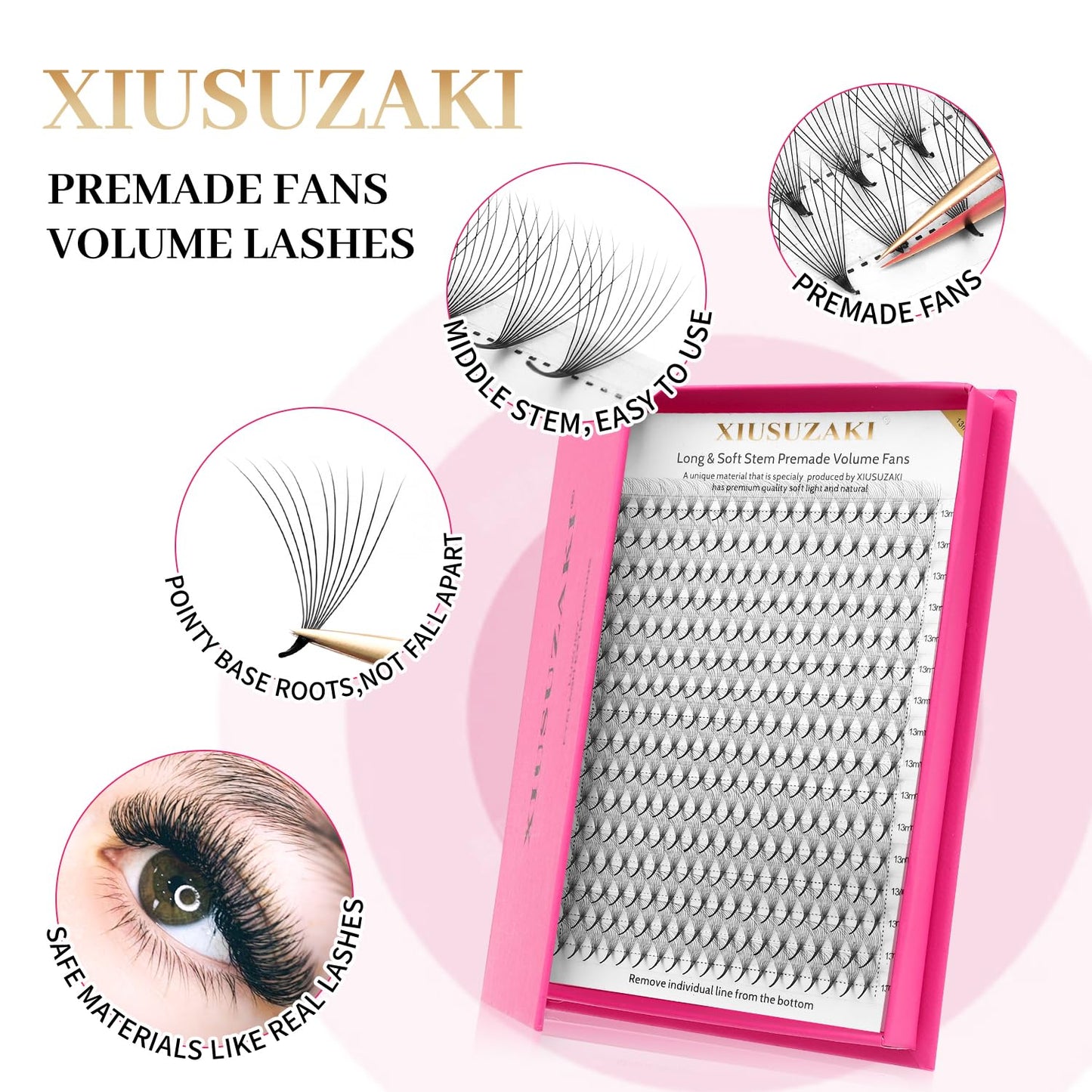 Premade Fans Eyelash Extensions 16D Volume Lash Extensions 0.07 Thickness Eyelash Extension C Curl Premade Lash Fans Mix 9-16mm Fluffy Soft Handmade Lash Fan(16D-0.07-C,9-16mm)
