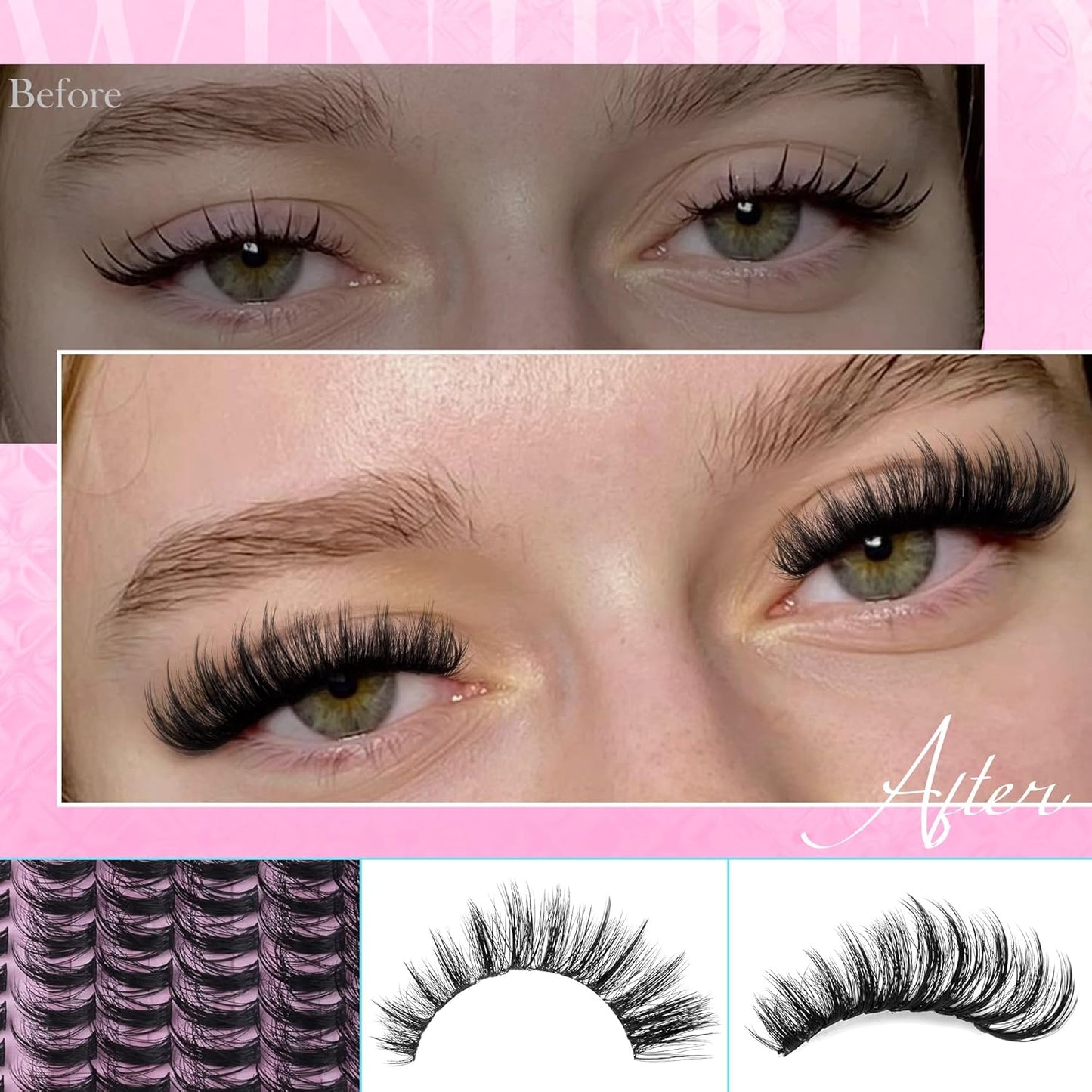 Winifred Wispy Lash Clusters Kit Fluffy Eyelash Extension Kit Manga Eyelash Clusters C Curl Volume Cluster Eyelash Extensions Kit DIY Individual Lashes with Lash Bond and Seal Tweezers (10-18mm)