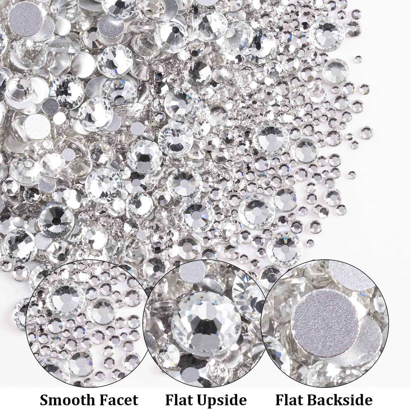 Two Packs of Flatback Rhinestones 4520 Pcs Colorful Nail Art Rhinestones Flatback Crystal Colorful+Transparent White Rhinestone with Picker Pencil and Tweezer for Nail Art and Decoration