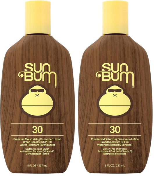 Sun Bum Original Scent SPF 30 Sunscreen Lotion | Vegan and Hawaii 104 Act Compliant (Octinoxate & Oxybenzone Free) Broad Spectrum Moisturizing UVA/UVB Sunscreen with Vitamin E | 8 oz (Pack of 2) | alldaygood beauty