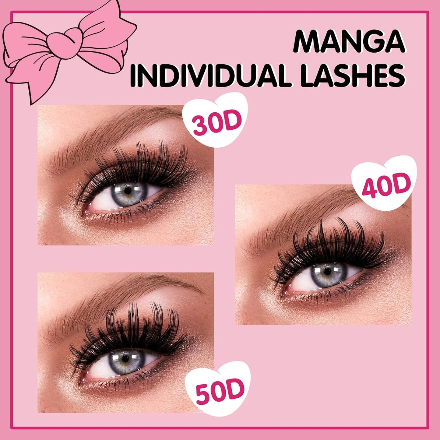 280 Pcs Individual Lashes 40D+50D Mixed Lash Clusters Devil Style Lashes That Look Like Eyelash Extensions Wispy Lashes DIY Individual Lashes At Home (40D+50D-D-8-16mix,Manga)
