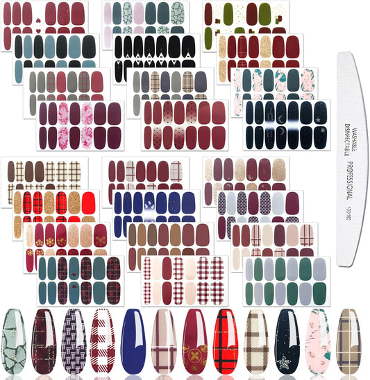 JERCLITY 24 Sheets Nail Polish Strips Wraps With Nail File Self-Adhesive Nail Stickers Gel Nail Strips for Women Girls | alldaygood beauty