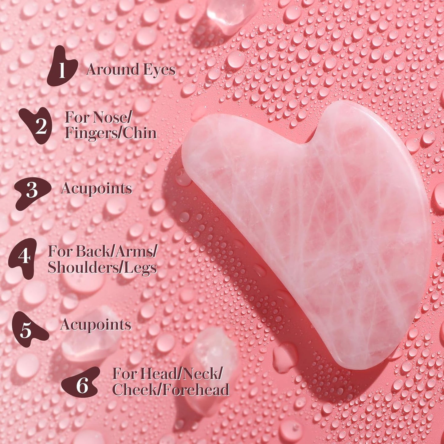 Gua Sha Facial Tools Guasha Tool Gua Sha Jade Stone for Face Skincare Facial Body Tensions Reduce Puffiness Festive (Pink)