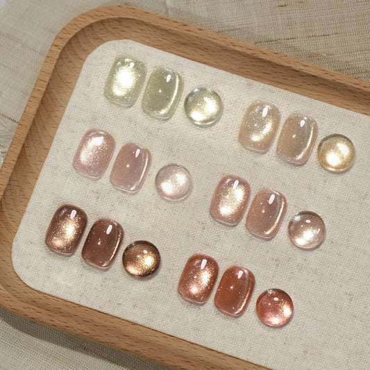 GAOY Glitter Cat Eye Gel Nail Polish Set with Magnet, Sliver, Brown, Pink, Coral Holographic Cat Eye, Salon Gel Manicure and Nail Art DIY at Home, Sunshine | alldaygood beauty