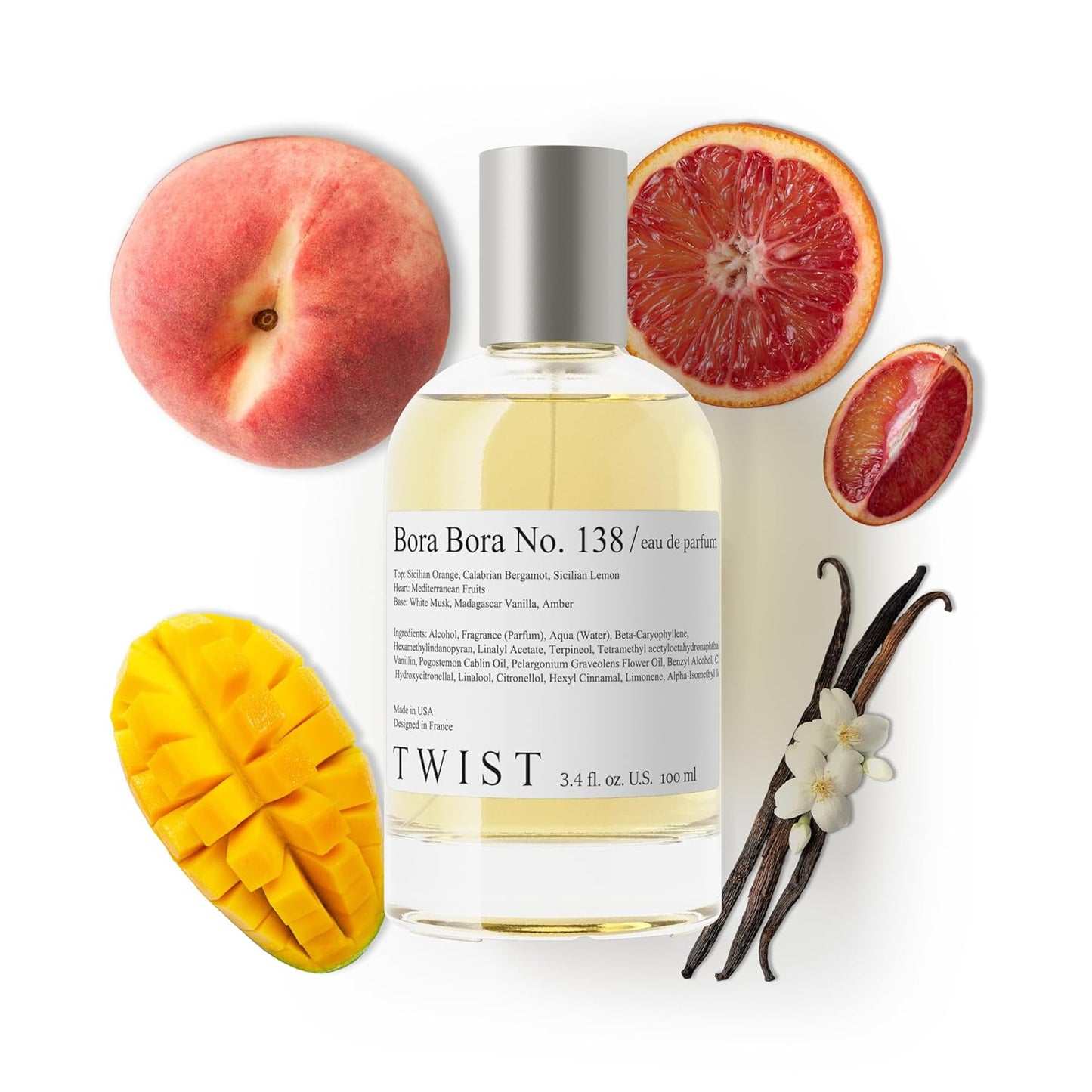 Twist Bora Bora No. 138 - Eau De Parfum Inspired by Xerj. Erba Pura, Long-Lasting Perfume For Women & Men, Paraben Free, Vegan, Clean Ingredients, Unisex, Fragrance - Spray 100 ml | 3.4 fl. oz.