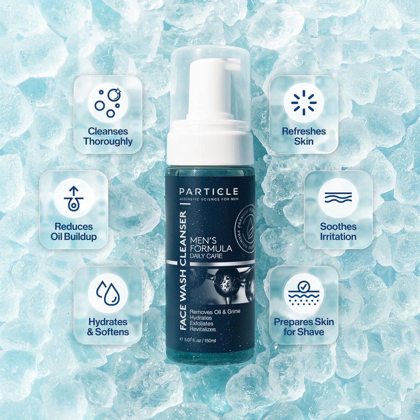 Particle Mens Face Wash - Anti Aging Face Cleanser for Men (5.07 Oz) - Daily Moisturizing Face Wash for Men - Revitalizes, Hydrates & Soothes, All Skin Types & All Ages