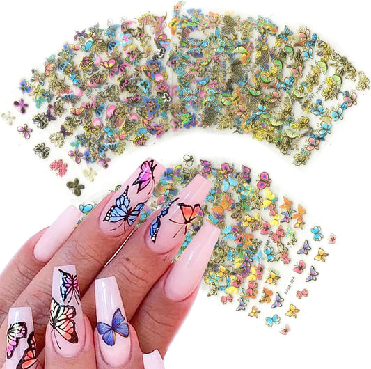 30 Sheets Butterfly Nail Stickers Colorful 3D Self Adhesive Nail Art Charms Sticker Decals for Crafts Supplies Accessories (ST-B) | alldaygood beauty