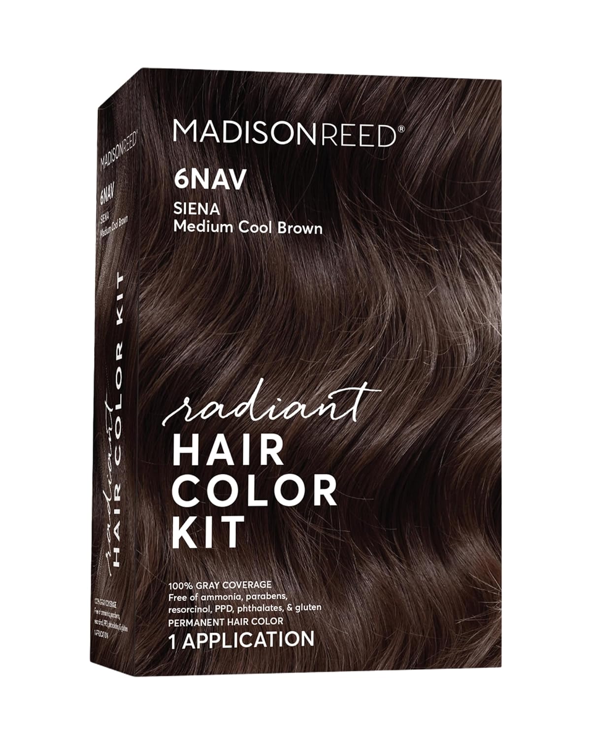 Madison Reed Radiant Hair Color Kit | 6NAV Medium Cool Brown (Siena Brown) for 100% Gray Hair Coverage | Dimensional Salon-Quality Permanent Hair Dye | PPD-Free & Ammonia-Free | 1 Pack
