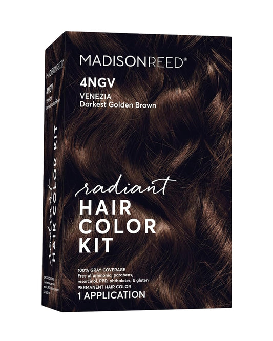Madison Reed Radiant Hair Color Kit | 4NGV Darkest Golden Brown with Warm Tones (Venezia Brown) for 100% Gray Hair Coverage | Dimensional Permanent Hair Dye | PPD-Free & Ammonia-Free | 1 Pack