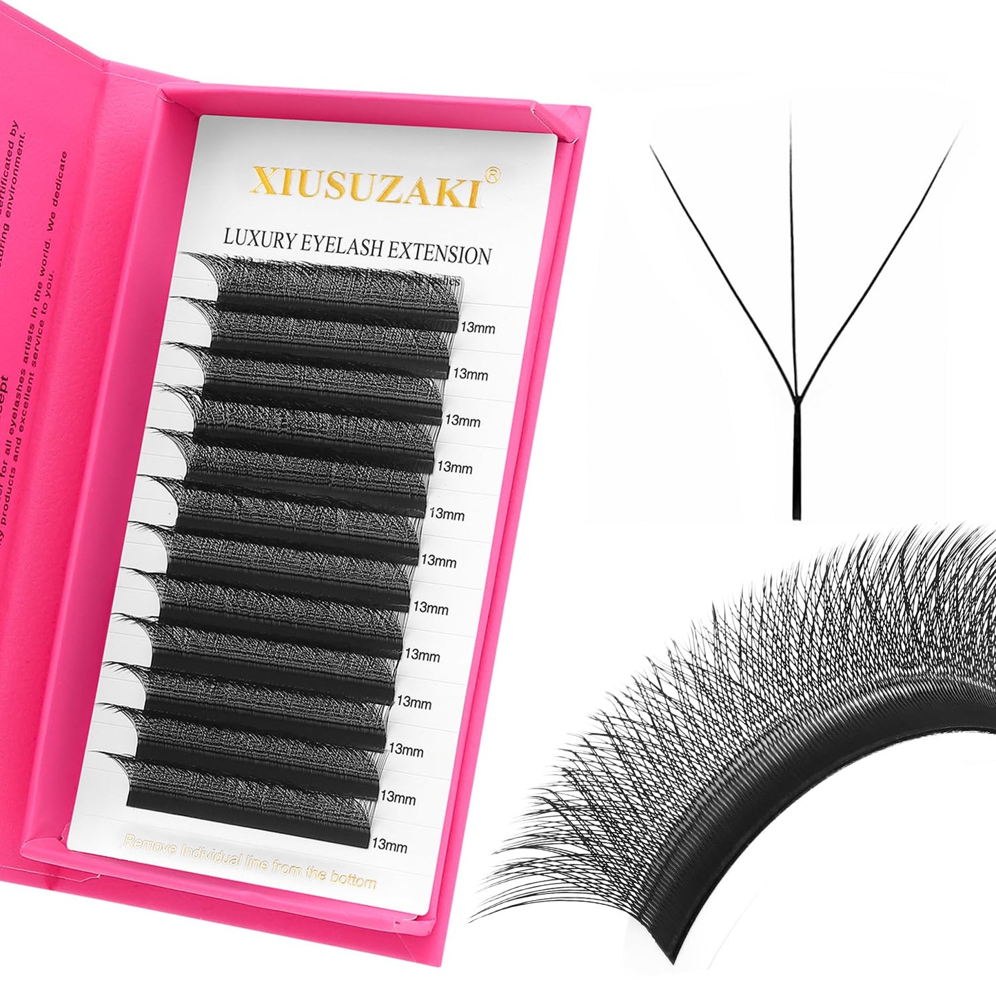 W Lash Extensions Supplies 3D Eyelash Extensions W Shape 0.07mm Thickness C Curl 9mm Premade Fans Easy Fan Lashes Volume Matte Black 12 Rows Crisscross Eye Lashes(W-3D-0.07-C,9mm)